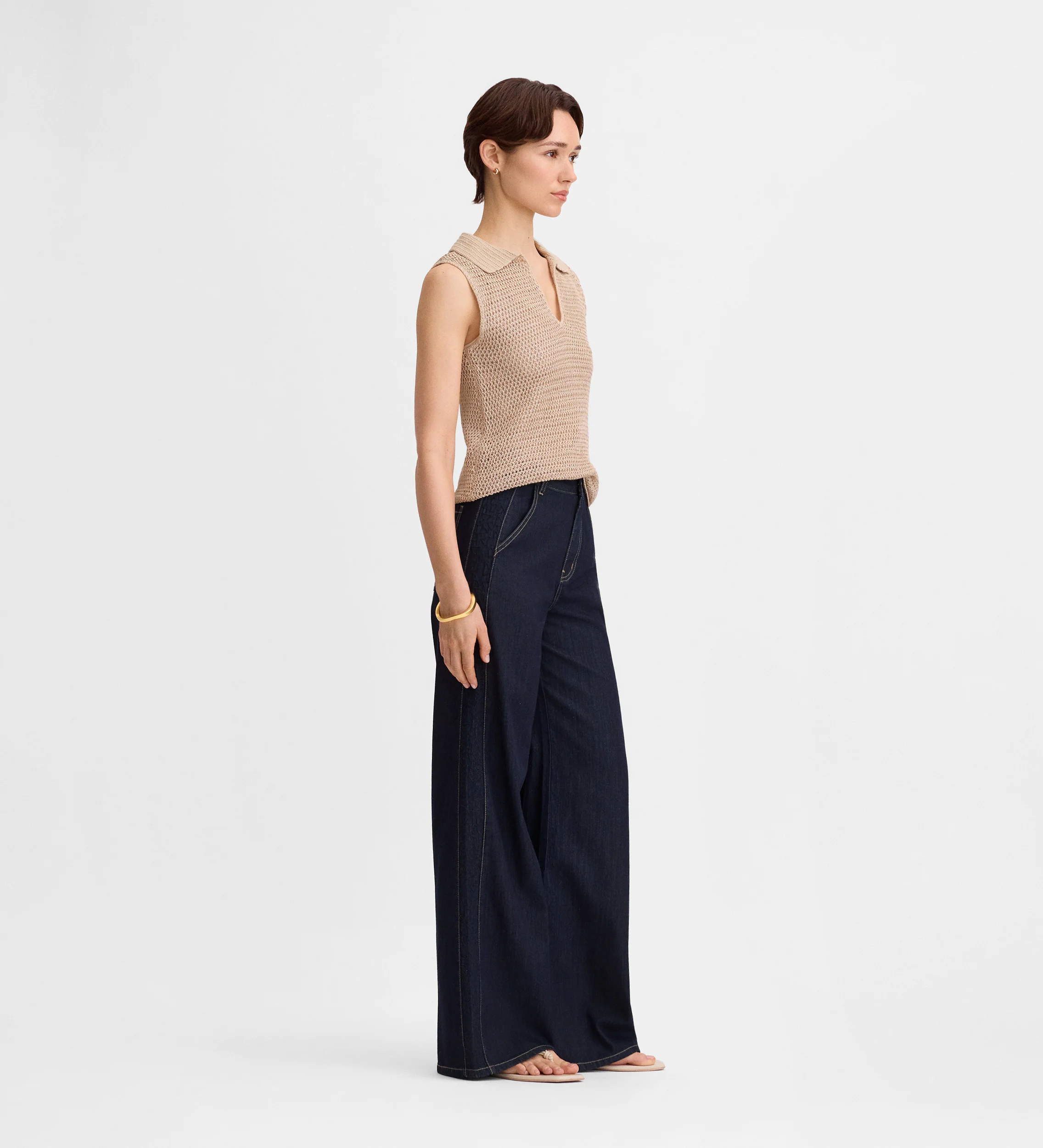 Pantalón vaquero ancho bordado - Image 5