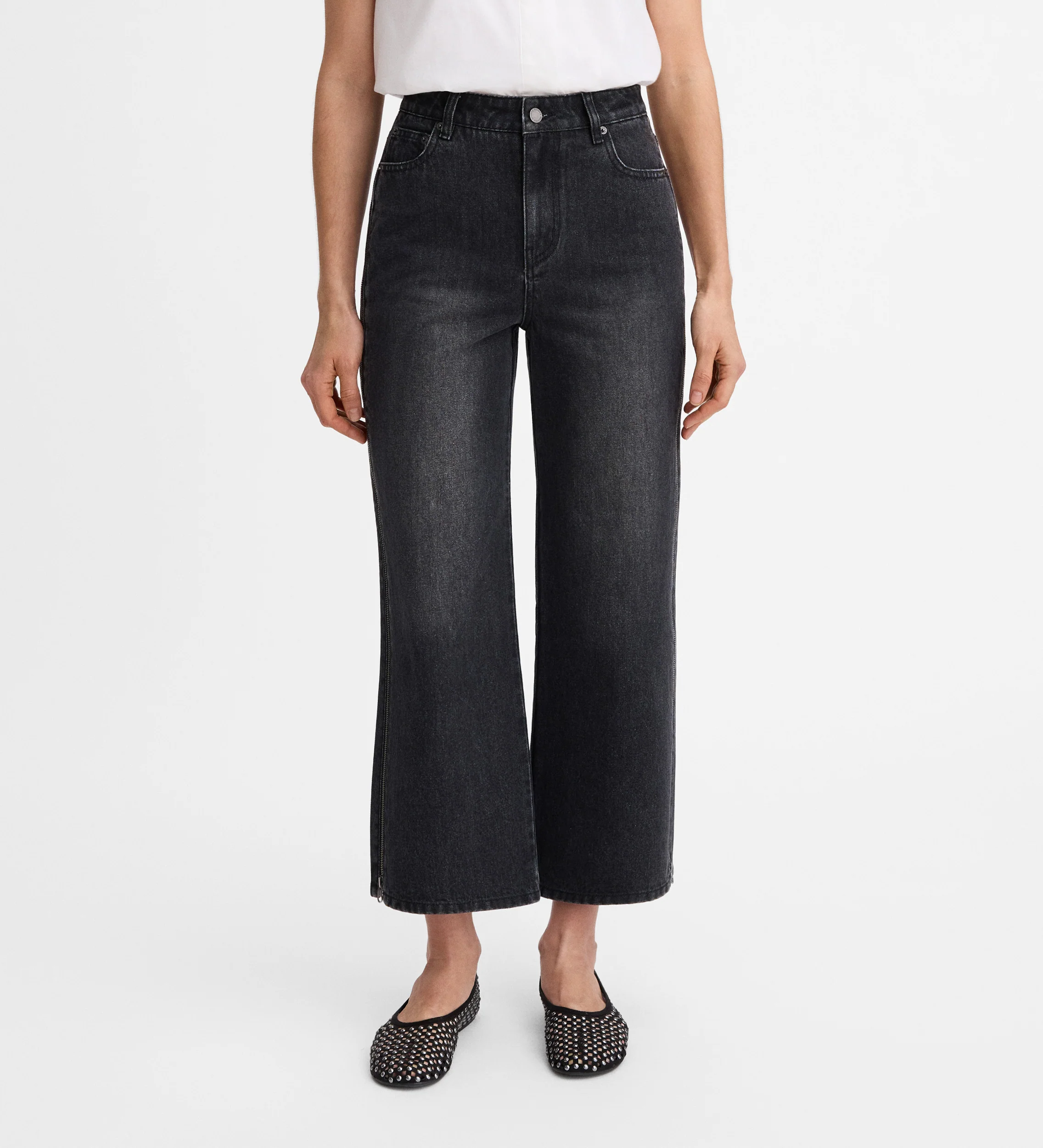 Pantalón vaquero crop cremalleras - Image 3