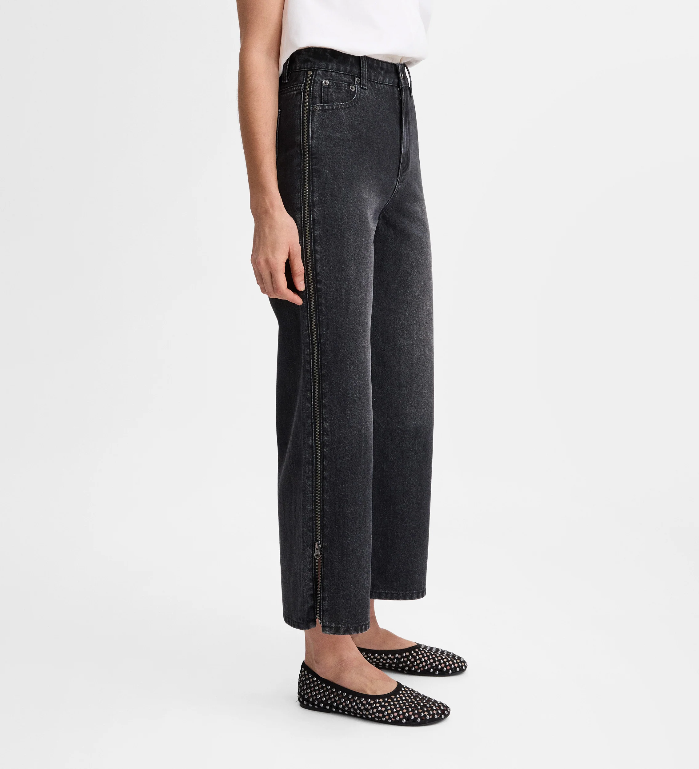 Pantalón vaquero crop cremalleras - Image 4