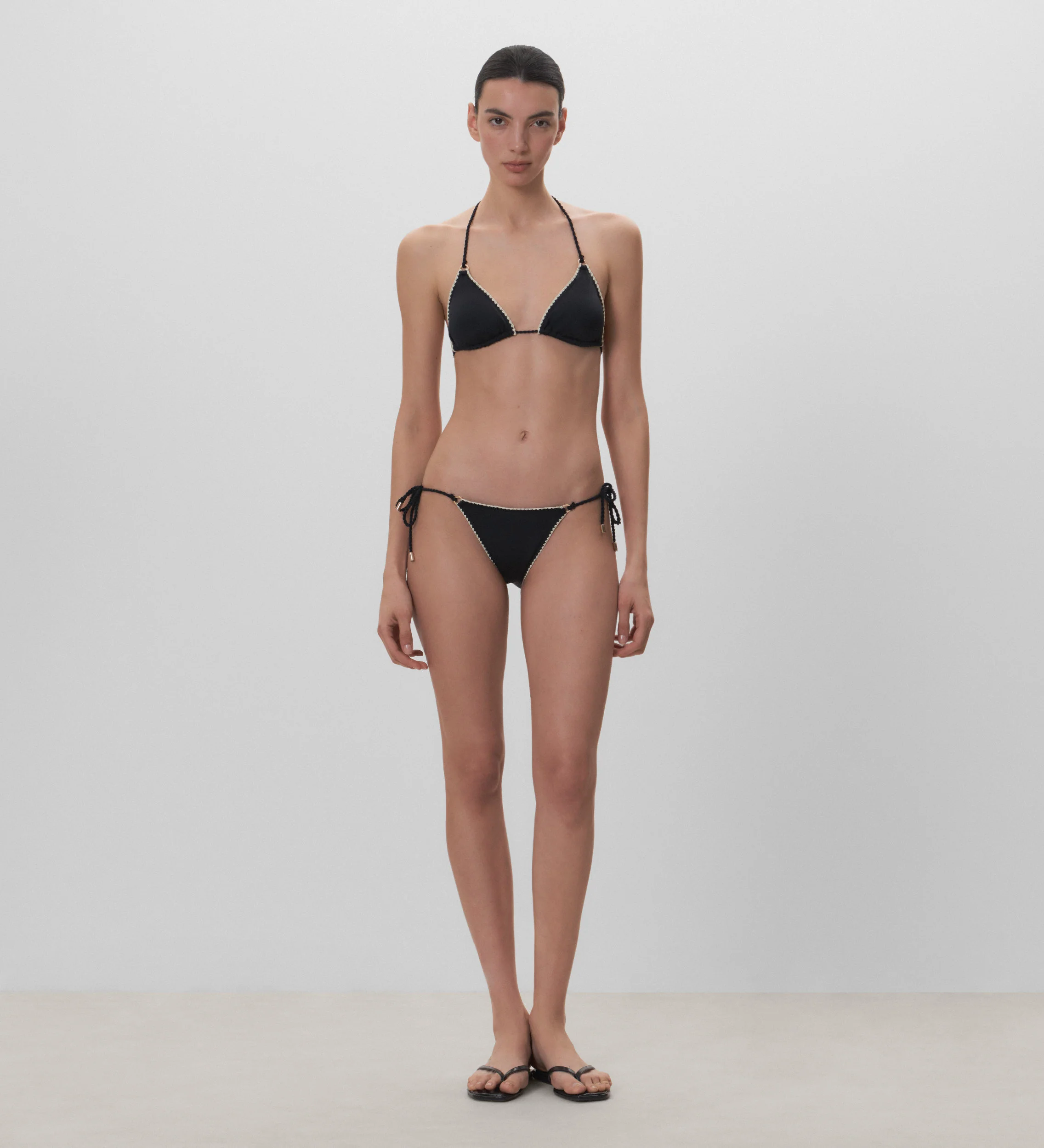 Top de bikini pespunte decorativo