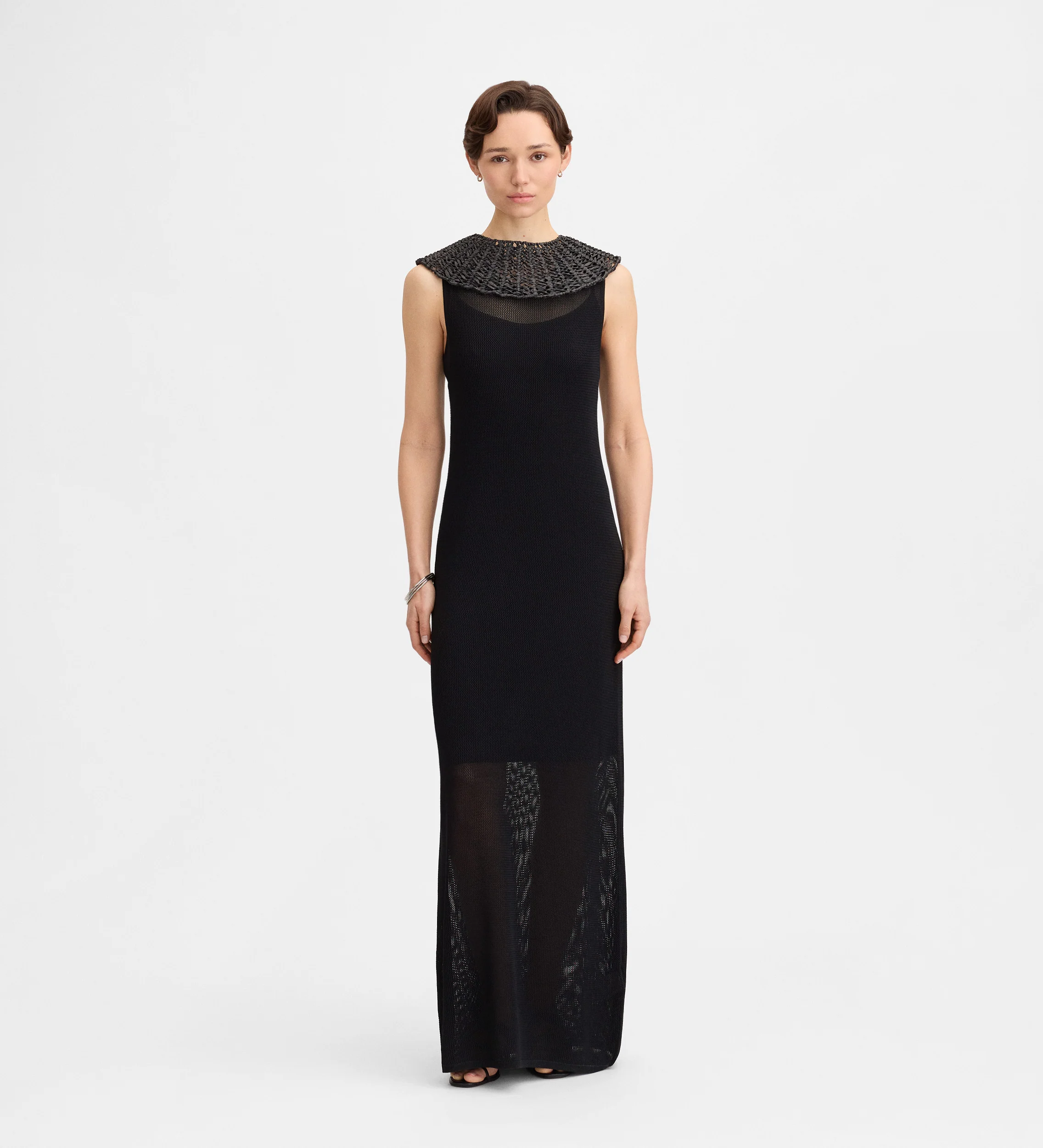 Vestido punto cuello rafia